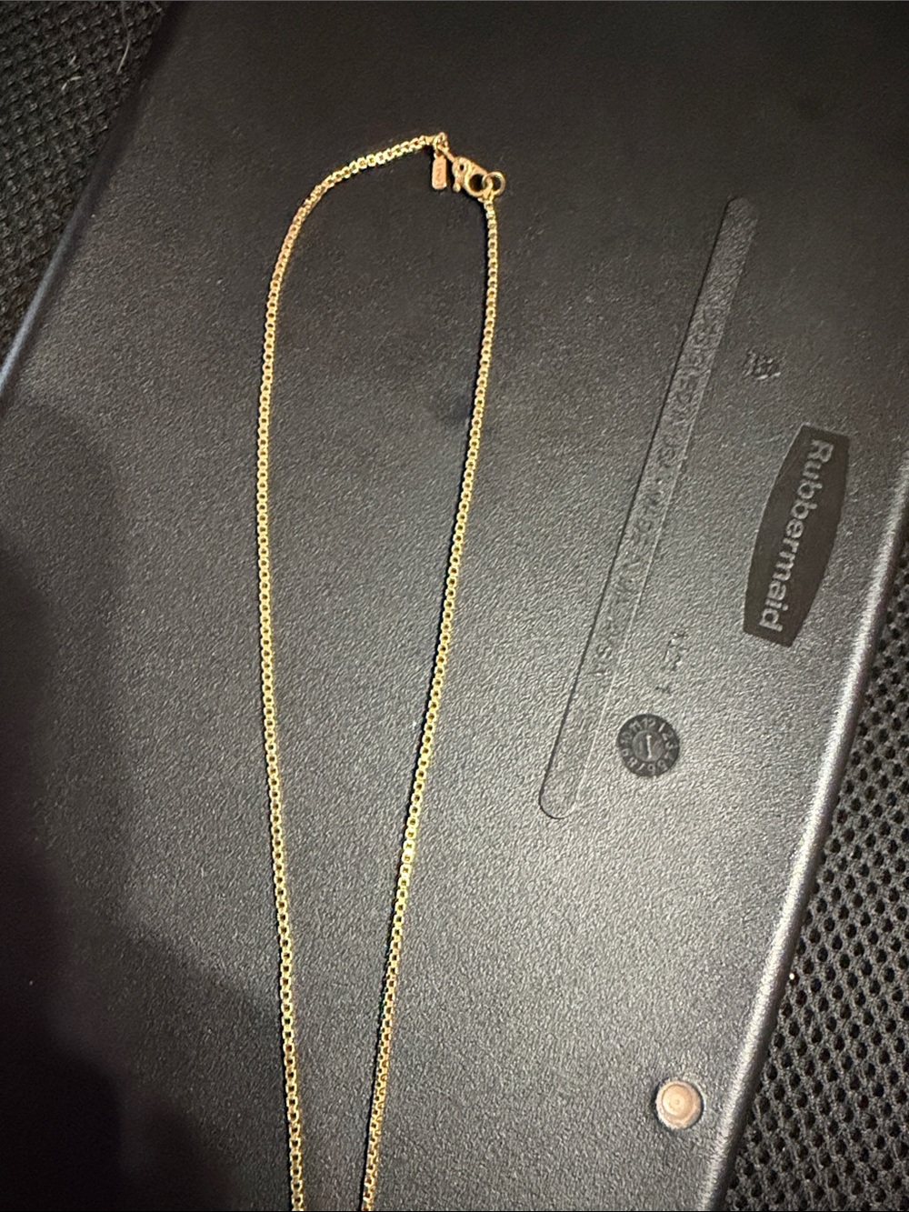 Monet Gold-Tone Box Chain Necklace with Logo Tag pendant has scratches - Picture 6 of 6